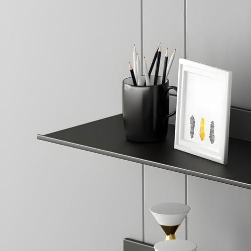 Metal Bookshelf Wall Mounted Contemporary Bookcase Office Aluminum Alloy Wallmounted Storage Shelf Living Room Bookshelf Metal Partition Single-layer Display Shelf Black 39.4"L x 8.3"W x 3.1"H