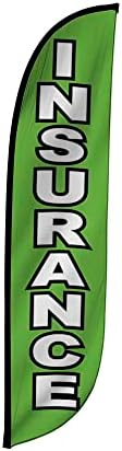 LookOurWay Financial Service Insurance Green Feather Flag, 12 Ft