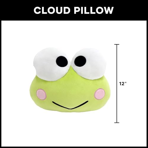 Northwest Keroppi Hello Keroppi Cloud Pillow 12" – Plush Kids Stuffed Toy, Cartoon Character, Bedroom Decor, Gift for Girls & Boys