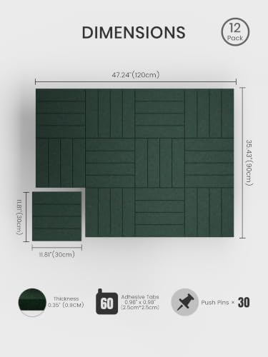 Bumusty 48" x 36" Large Cork Board Alternative, Pine Green