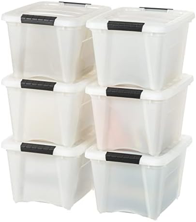 IRIS USA 6-Pack 19 Quart Storage Bins with Lids, Pearl