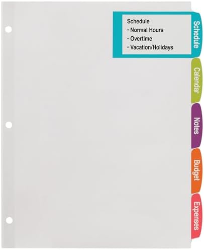 Avery Big Tab Printable Large White Label Dividers for 3 Ring Binders, 5 Tabs per Set, White, Great for Office Supplies, School Supplies, Organizing, and More (20 Sets of 14440)