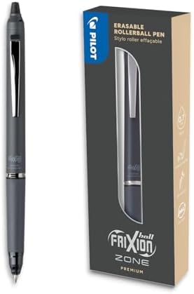PILOT - Frixion Ball Zone Grey in Gift box - Premium erasable retractable pen with thermosensitive ink - Refillable and ergonomic roller pen - Black ink - Medium tip