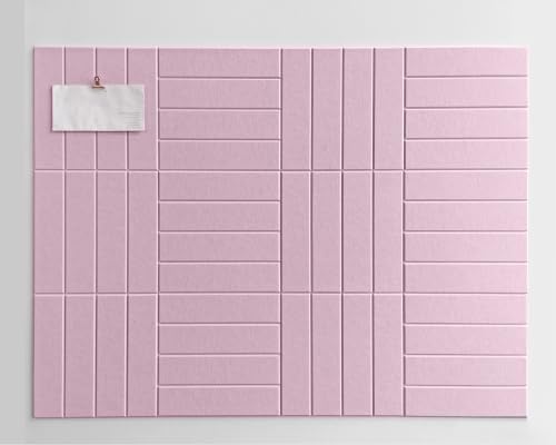 Felt Bulletin Board- Cork Board Tiles Alternative - 12 Pack Square Felt Wall Tiles with Safe Removable Adhesive Tabs - Light Pink