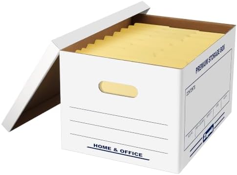 Zzrywuty 5 Pack File Storage Boxes with Lift-Off Lid,16x12x10 Inches | Corrugated Document Archive Box for Letter/Legal Size-Heavy Duty Stackable Filing Organizer for Home Office