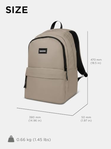 Lenovo 16-inch Commuter Backpack B10, Lightweight 30L Laptop Backpack, Water-Resistant Travel Bag with 6 Storage Compartments, Anti-Theft Pocket & Luggage Strap, Fits Up to 16" Laptop, Khaki