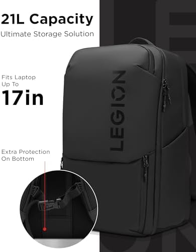 Lenovo Legion Gaming Laptop Backpack GB800, 21L Capacity, Fits 17-inch Laptops, Water Resistant, Three Main Compartments & 19 Specialiized Pockets, Black