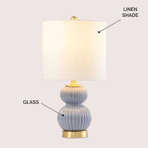 JONATHAN Y Daphne Ribbed Gourd Metal/Glass Table Lamp 20", Gray