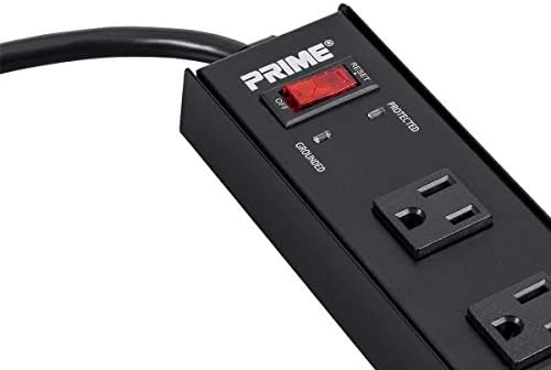 Monoprice Metal Surge Protector - 6 Outlet Power Strip, 1150 Joules 15 Amp, 125 Volt, 1875 Watt, 15 Feet, Black