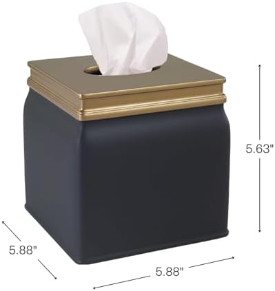 Avanti Linens - Tissue Box Cover, Guest Bathroom Essentials, Modern Home Decor (Memphis Collection, Black)