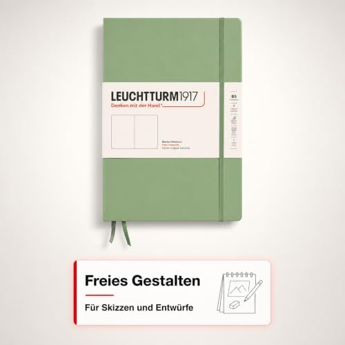 LEUCHTTURM1917 - Notebook Hardcover Composition B5-219 Numbered Pages for Writing and Journaling (Sage, Plain)