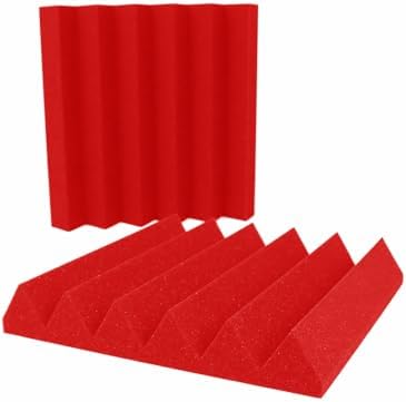 Foam Factory Inc 24 Pack Color Acoustic Foam Panel Studio Soundproofing Wedge Wall Tiles 12” X 12” X 2” (Red)