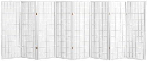 4 ft. Short Window Pane Shoji Screen - White - 8 Panels