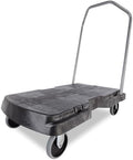 Rubbermaid Commercial Products Triple Trolley Folding Handle Dolly/Cart/Platform Truck with wheels, 500 lbs Capacity, for Moving/Warehouse/Office