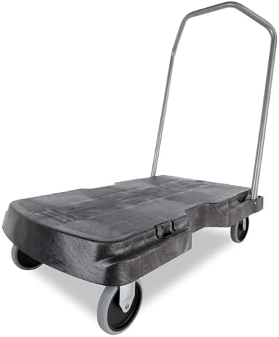 Rubbermaid Commercial Products Triple Trolley Folding Handle Dolly/Cart/Platform Truck with wheels, 500 lbs Capacity, for Moving/Warehouse/Office