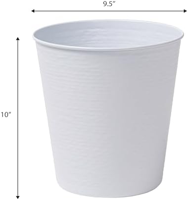 happimess Remi 2.1 Gal Textured Steel Wastebasket, Matte White