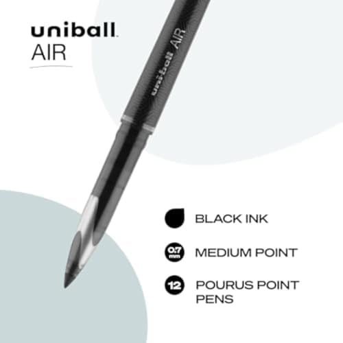 uniball™ Air Porous Point Pens, Medium Point (0.7mm), Black, 12 Pack