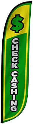 LookOurWay 12 Ft Feather Flag Banner, Financial Service, Check Cashing
