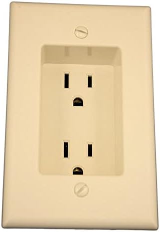 Leviton 15 Amp 1-Gang Recessed Duplex Receptacle, Residential Grade, with Screws Mounted to Housing, 689-T, Light Almond