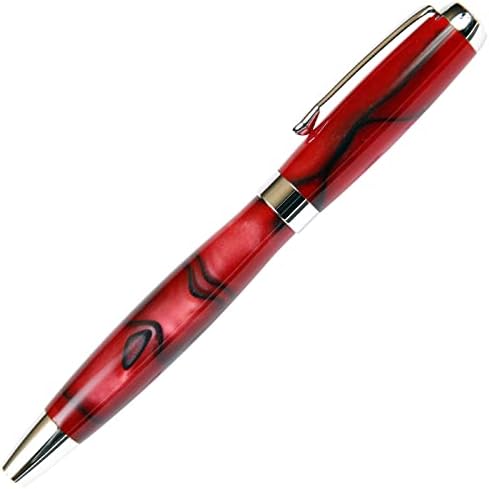 Lanier Pens Tuscany Rollerball Pen - Red & Black Marbleized Gloss Body