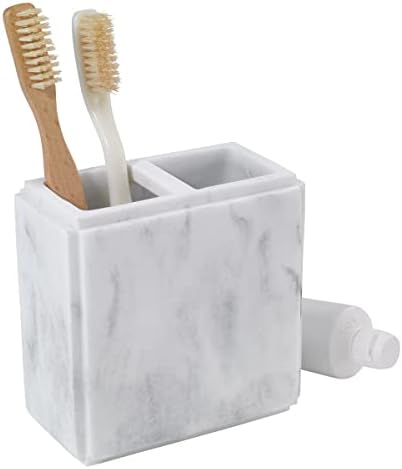 Avanti Linens - Toothbrush Holder, Resin Countertop Decor, Marble Inspired Bathroom Accessories (Catania Collection)