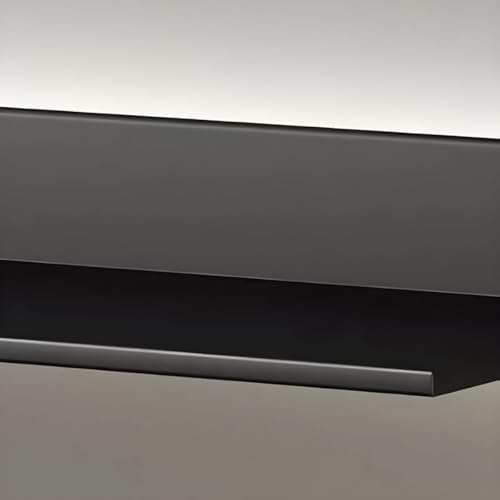 Modern Metal Bookcase Wall Mounted Floating Bookshelf Aluminum Alloy Storage Shelf, Display L-shaped Bookshelf Wall-mounted Rack (Without Lights) Partition Shelf Black 31.5"L x 9.1"W x 2.9"H