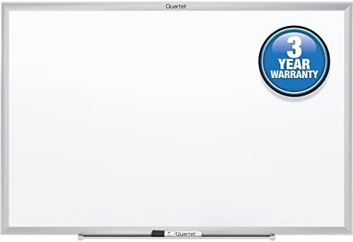 Quartet Dry Erase White Board 36"W x 24"H Non-Magnetic Whiteboard, Total Erase, Silver Aluminum Frame (S533)