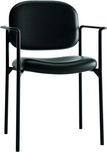 HON Scatter Guest Chair with Arms, Leather Office Chairs, Black
