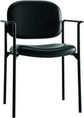 HON Scatter Guest Chair with Arms, Leather Office Chairs, Black