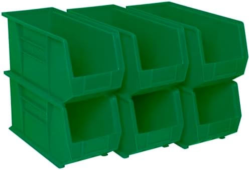 Akro-Mils 30265 AkroBins Plastic Storage Bins, 18"x8.25"x9", Green, 6-Pack