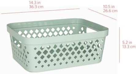 Glad Plastic Storage Basket Set, Value Pack of 6 | Open Storage Bins for Shelves, Bathroom, Pantry, Closet | Nesting Organizer Boxes with Handles, 2 Gallon, Sage