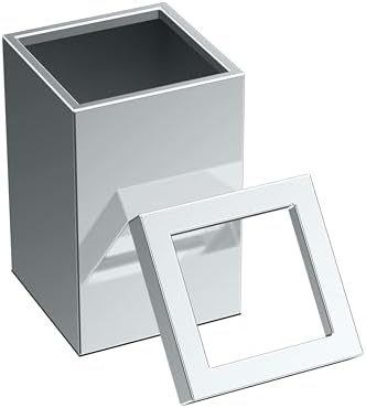 Gatco Small Bathroom Trash Can With Lid, Square 3 Gallon Stainless Steel Wastebasket, Under Sink, Chrome, For Bathroom, Bedroom, Office (1913)