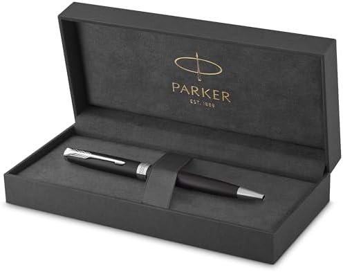 Parker Sonnet Ballpoint Pen | Matte Black Lacquer with Palladium Trim | Medium Point Black Ink | Gift Box