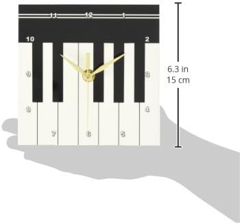 3dRose dc_112827_1 Piano Keys-Black and White Keyboard Musical Design-Pianist Music Player and Musician Gifts-Desk Clock, 6 by 6-Inch