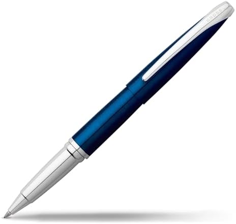 Cross ATX Translucent Blue Lacquer Rollerball Pen, Medium Point, Black Ink