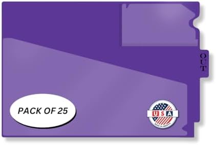 Doctor Stuff - Center Tab Vinyl Outguides, Diagonal Cut Front Pocket, Top Charge Out Slip Pocket, Plastic File Folder, Letter Size 9" x 13-1/4", Purple, 25/Box