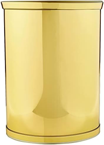 Kraftware Polished Brass Colored Mylar Designer 14” Oval Wastebasket for Home & Office