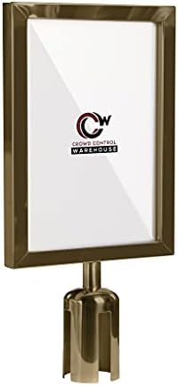 Crowd Control Warehouse Stanchion Sign Frame, 8.5x11 Vertical, Satin Brass