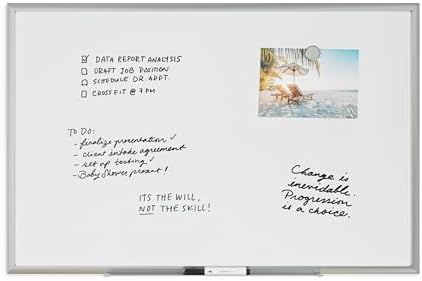 U Brands Magnetic Dry Erase Board White Board, 36" x 24", Silver Aluminum Frame, Includes Marker