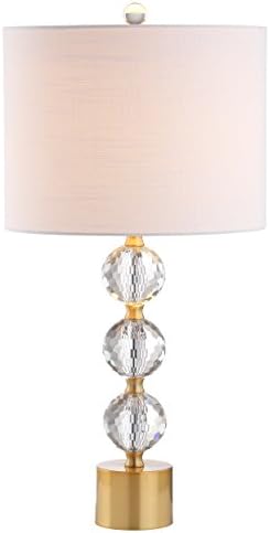 JONATHAN Y Ashley Crystal Faceted Orb Table Lamp 25.25", Clear/Brass Gold