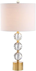 JONATHAN Y Ashley Crystal Faceted Orb Table Lamp 25.25", Clear/Brass Gold