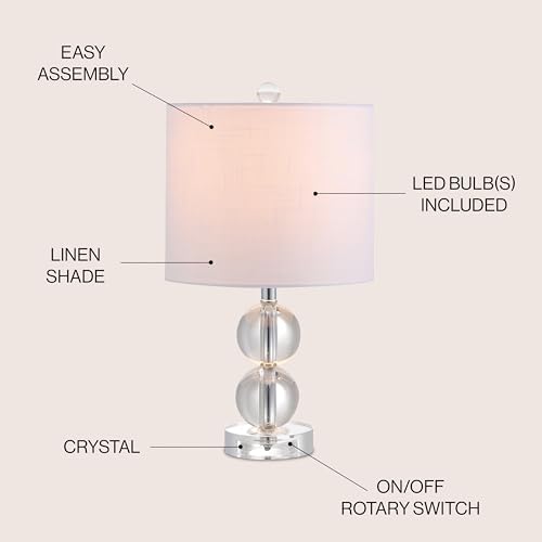 JONATHAN Y Brooklyn Table Lamp 17.5" Crystal Metal Double Sphere, Clear