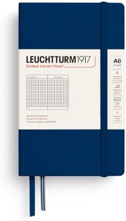 LEUCHTTURM1917 - Notebook Hardcover Pocket A6-187 Numbered Pages for Writing and Journaling (Navy, Squared)