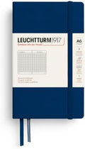 LEUCHTTURM1917 - Notebook Hardcover Pocket A6-187 Numbered Pages for Writing and Journaling (Navy, Squared)