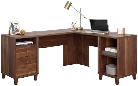 Sauder Willow Place L-Shaped Home Office Desk, Grand Walnut Finish