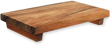 Twine Footed Wood Serving Board Decorative Tray Decor, Kitchen Table Decor or Kitchen Counter Decor, Acacia Wood Riser 13in by 8in Set of 1