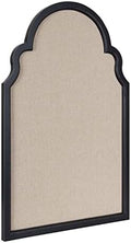 Kate and Laurel Hogan Farmhouse Framed Arch Fabric Pinboard; 24 x 36; Black; Decorative Bulletin Board with Moroccan Arch and Linen Fabric Pinning Surface for Wall
