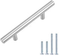 Amazon Basics Euro Bar Cabinet Handles, Drawer Pulls, Kitchen Cabinet Hardware, 5.38-inch Length, 3-inch Hole Center, 1/2-inch Diameter, Satin Nickel, 25-Pack
