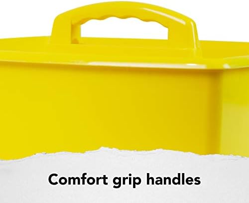 Storex 2-Compartment Large Craft Caddy – Multipurpose Classroom Organizer with Handle, Yellow, 1-Pack (00957C06C)
