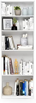 Furinno Jaya 5-Tier Book Shelf with Adjustable Shelves, Plain White